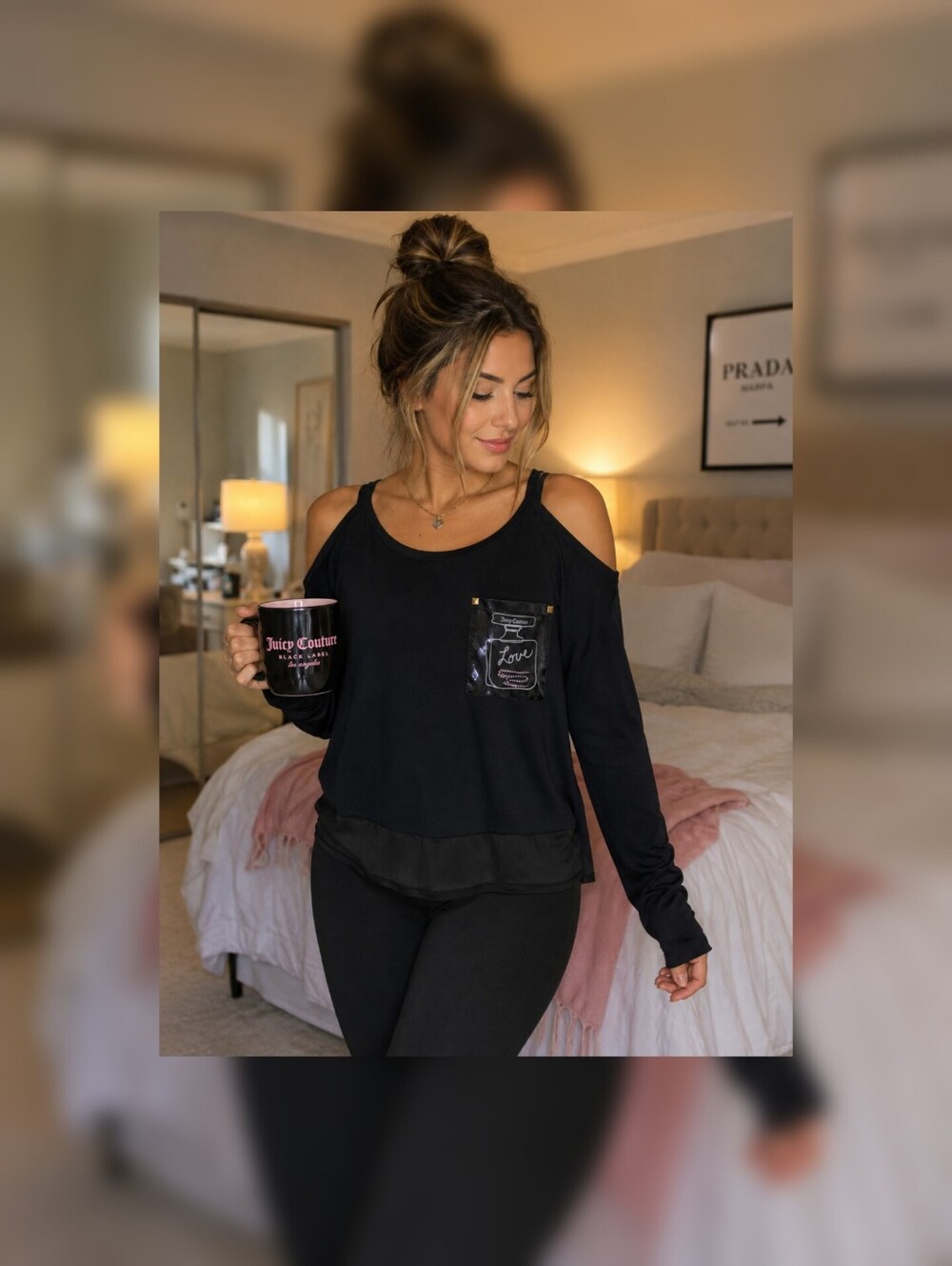 Juicy Couture Black Label Cold Shoulder Tee S